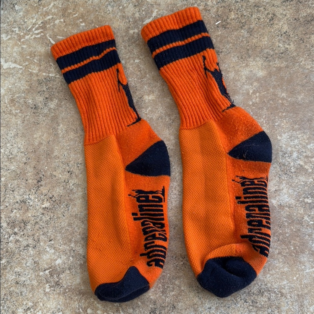 Adrenaline Orange and Blue Athletic Crew Socks